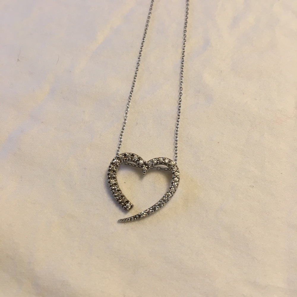 SS heart necklace encrusted with cz stones